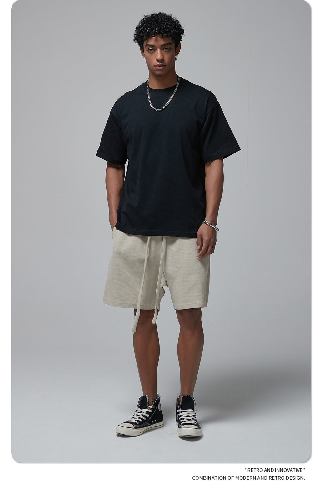 8802# Plain 100% Cotton 230g T-shirt-Black