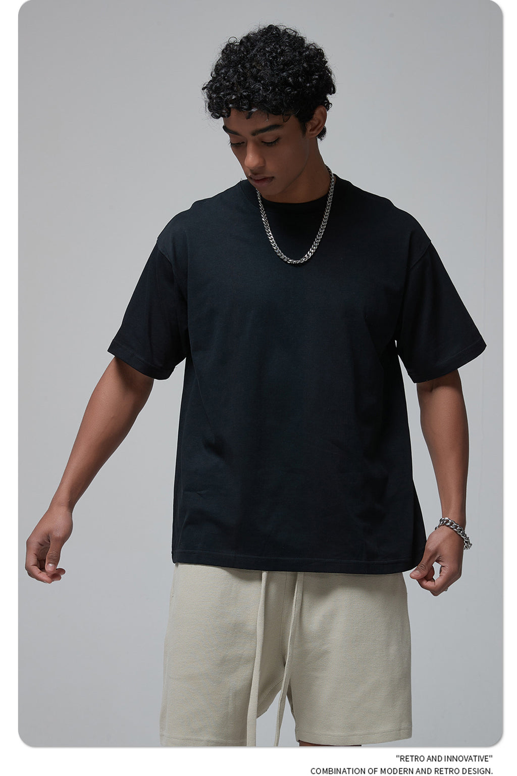 8802# Plain 100% Cotton 230g T-shirt-Black