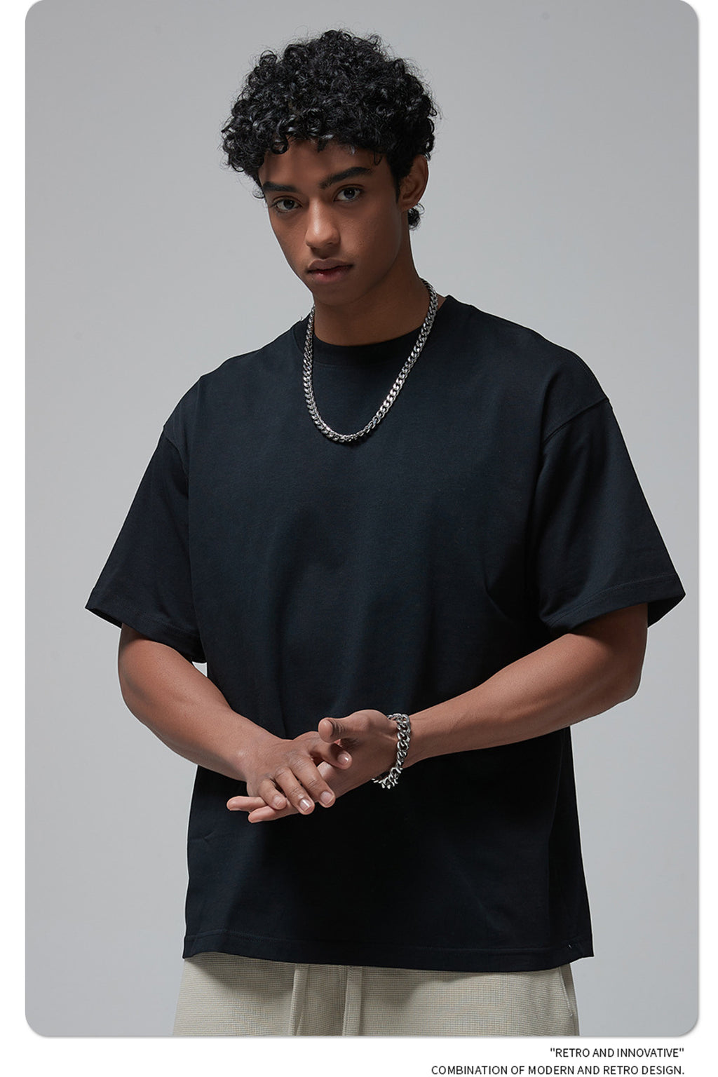 8802# Plain 100% Cotton 230g T-shirt-Black