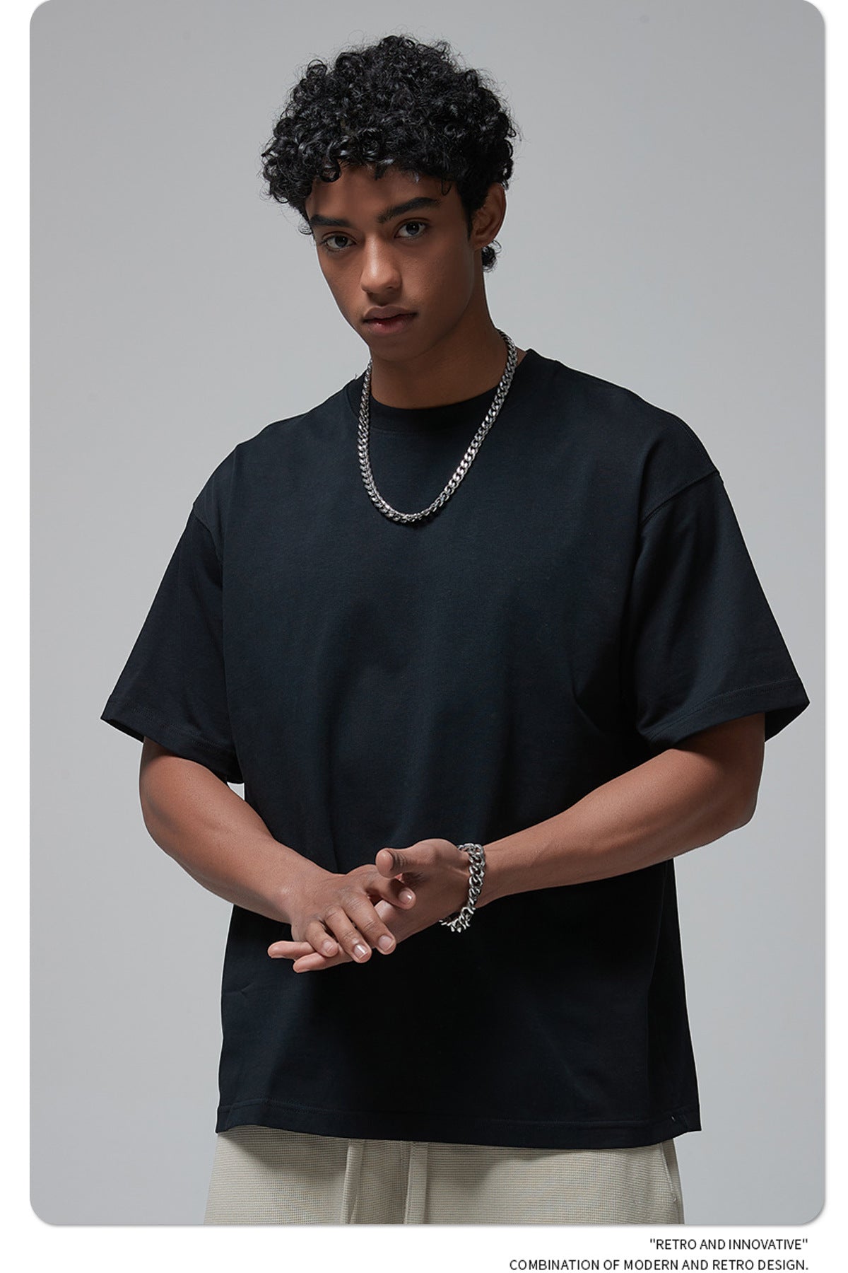 8802# Plain 100% Cotton 230g T-shirt-Black