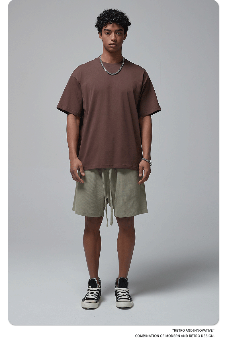 8802# Plain 100% Cotton 230g T-shirt-Brown