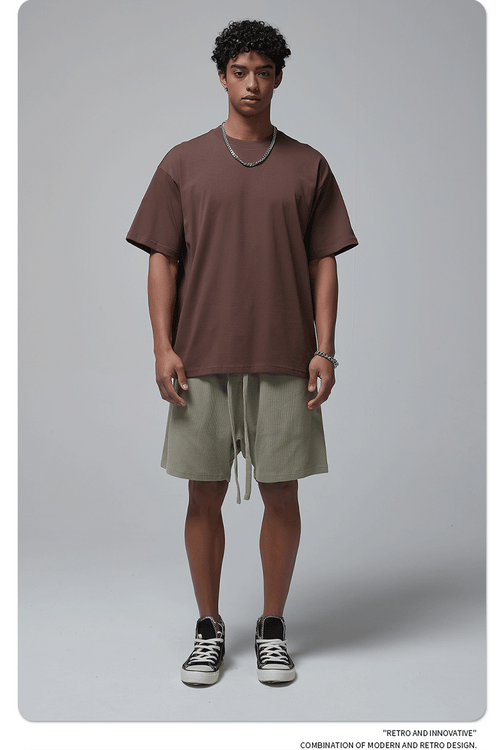 8802# Plain 100% Cotton 230g T-shirt-Brown