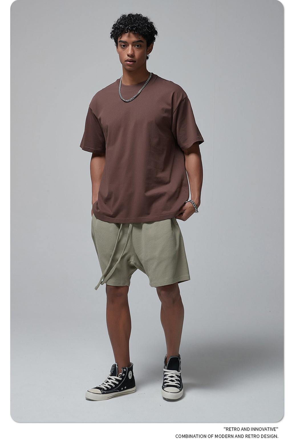 8802# Plain 100% Cotton 230g T-shirt-Brown