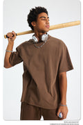 8805# Oversize 250g Wash T-Shirt-Brown