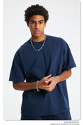8805# Oversize 250g Wash T-Shirt-Navy