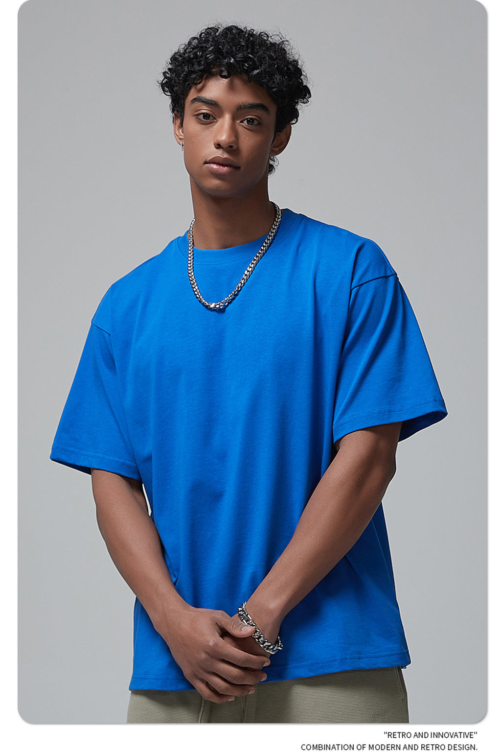 8802# Plain 100% Cotton 230g T-shirt-Blue