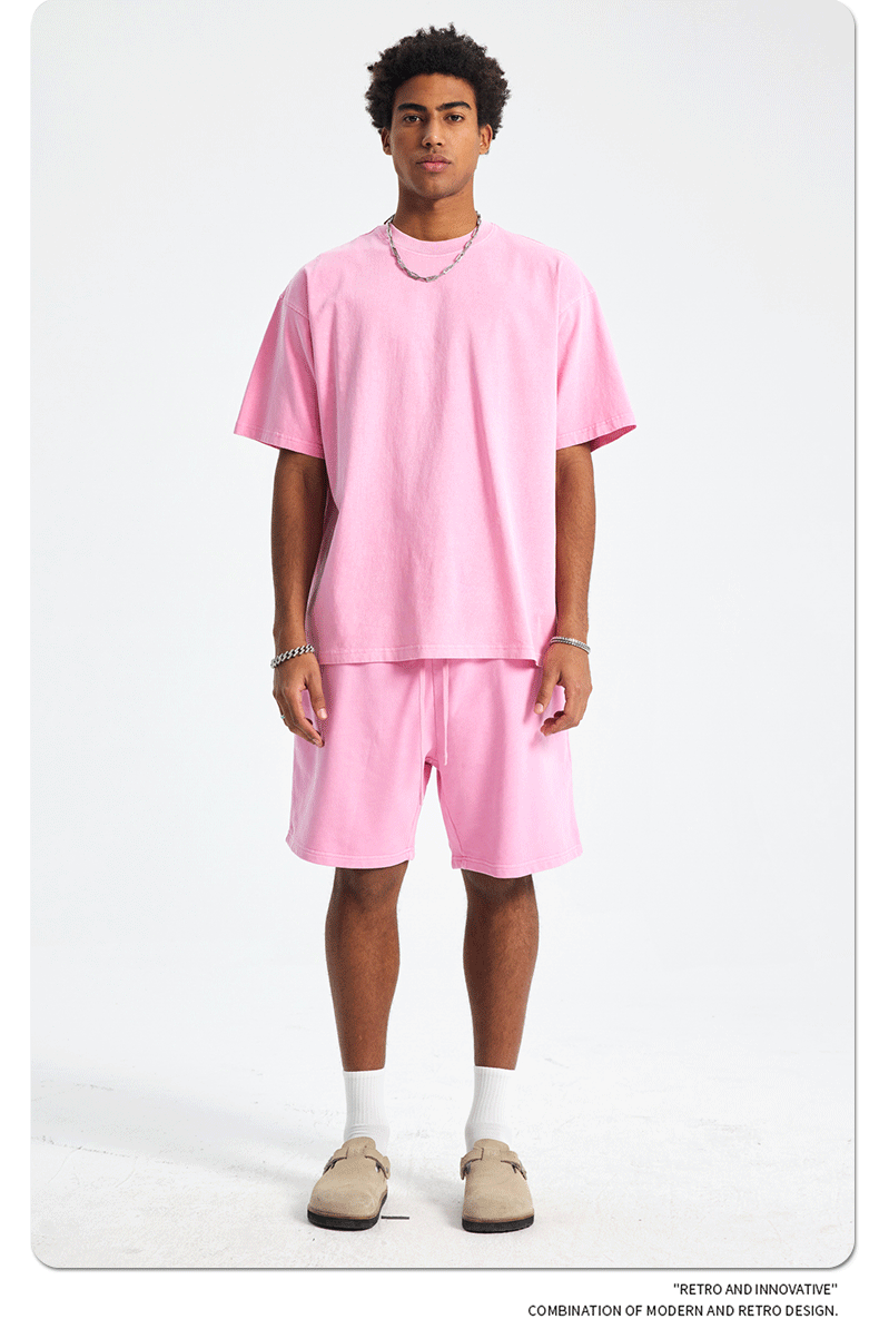 8805# Oversize 250g Wash T-Shirt-Pink