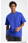 8805# Oversize 250g Wash T-Shirt-Blue